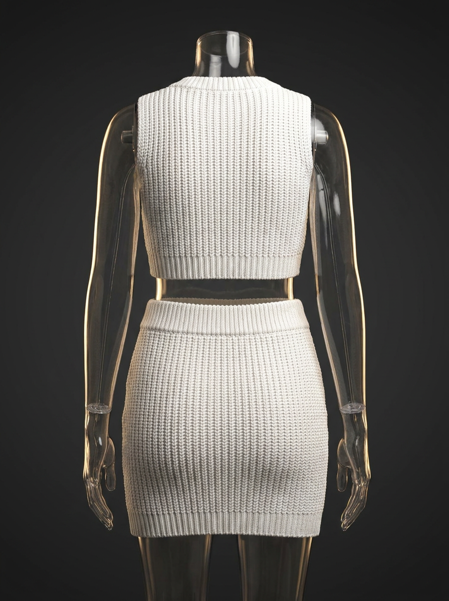 Conjunto Cropped + Saia Tricot