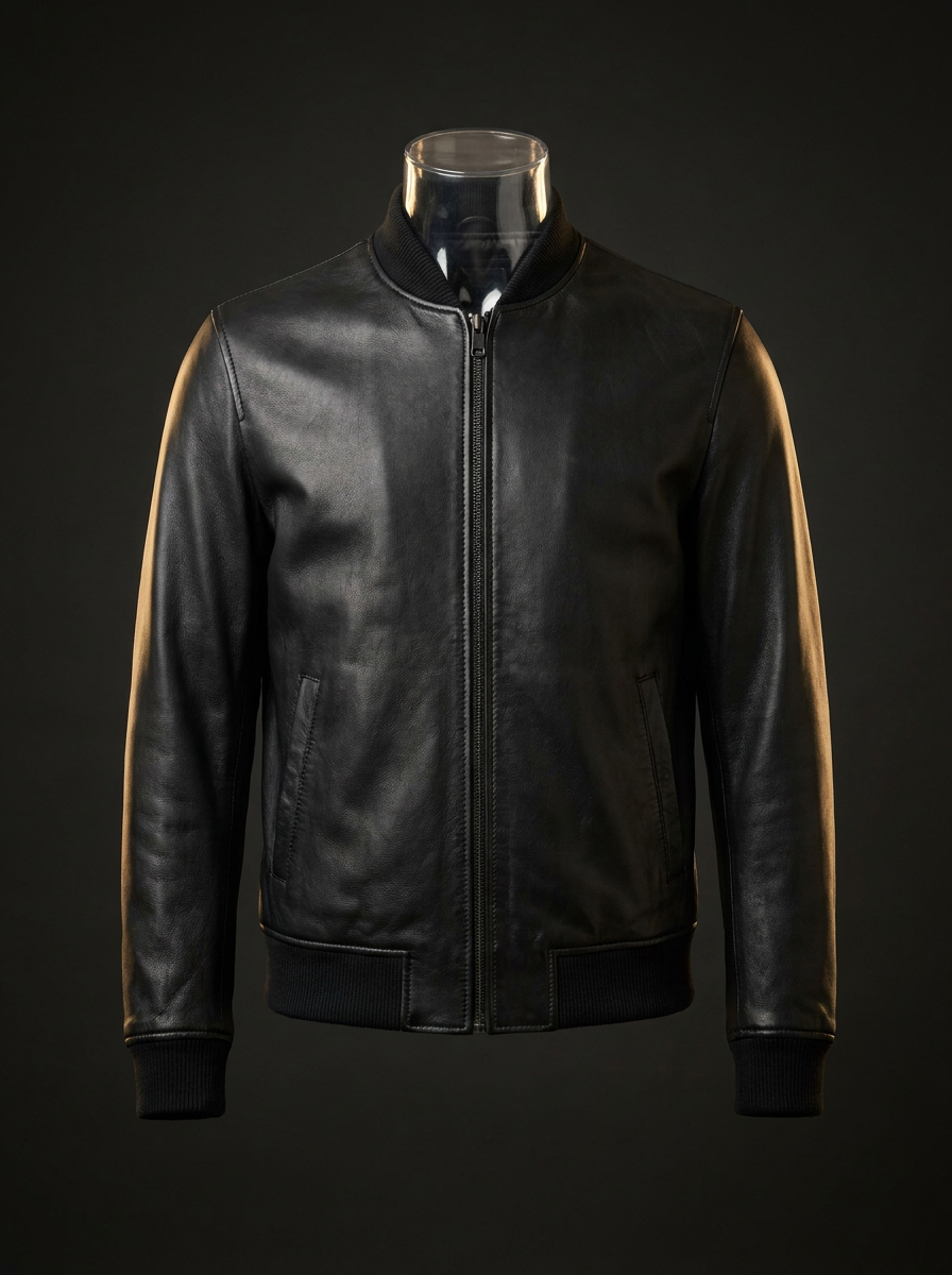 Jaqueta Bomber de Couro