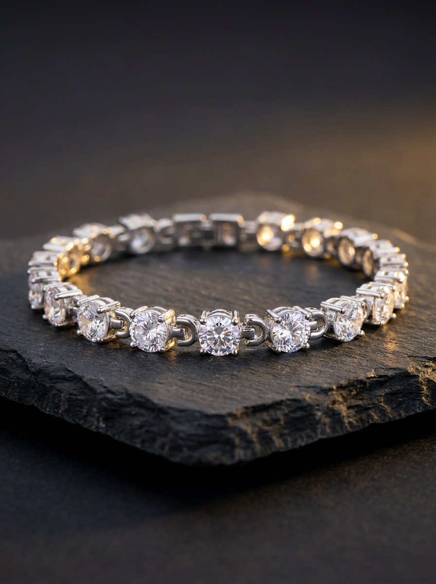 Pulseira de Prata com Pedras